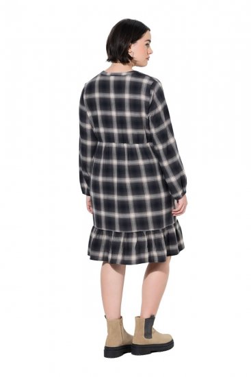 Ulla Popken 853728 Abito a quadri con volant Nero - Abiti - Vestiti per tutte le taglie
