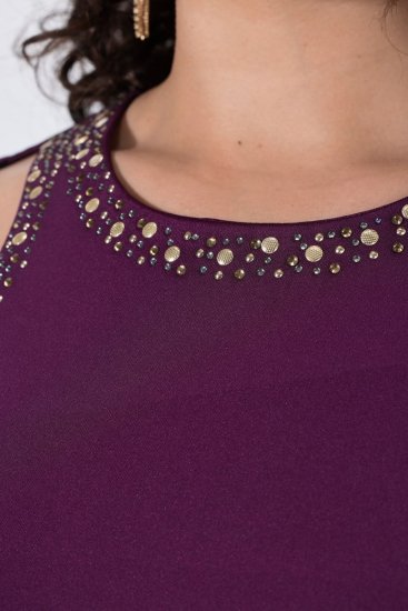 Ulla Popken 853766 Abito aderente con strass Prugna - Abiti da sera - Abiti da sera taglie forti