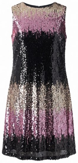 Ulla Popken 853768 Abito di paillettes a righe Nero - Abiti da sera - Abiti da sera taglie forti