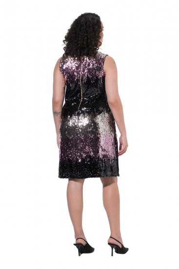 Ulla Popken 853768 Abito di paillettes a righe Nero - Abiti da sera - Abiti da sera taglie forti