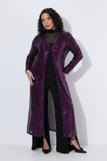 Ulla Popken 853770 Giacca di paillettes Prugna - Giacche - Giacche taglie forti da donna