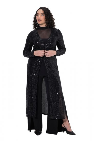 Ulla Popken 853770 Giacca di paillettes Nero - Giacche - Giacche taglie forti da donna