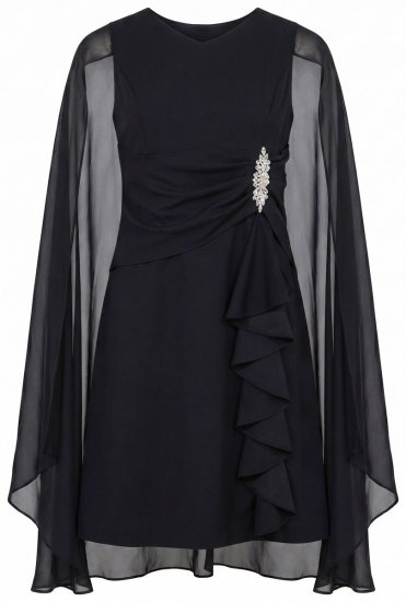 Ulla Popken 853774 Abito con volant Nero - Abiti da sera - Abiti da sera taglie forti