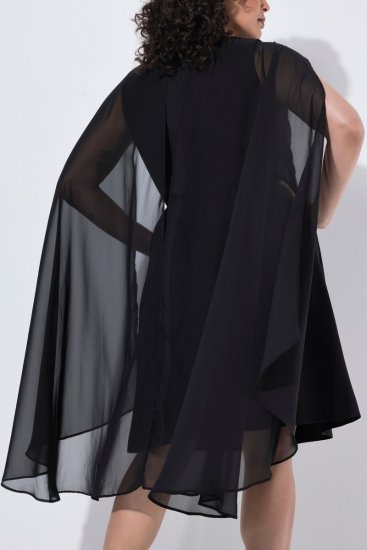 Ulla Popken 853774 Abito con volant Nero - Abiti da sera - Abiti da sera taglie forti