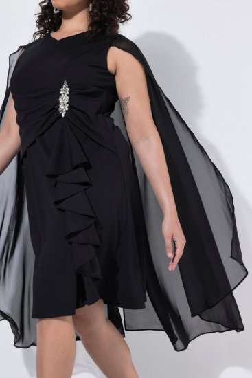 Ulla Popken 853774 Abito con volant Nero - Abiti da sera - Abiti da sera taglie forti