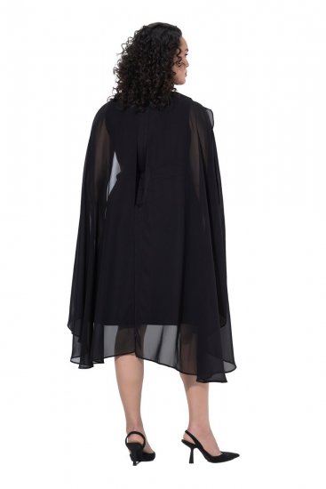 Ulla Popken 853774 Abito con volant Nero - Abiti da sera - Abiti da sera taglie forti