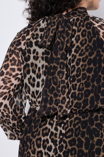 Ulla Popken 853788 Abito in chiffon animalier Marrone chiaro - Vestiti maxi - Abiti maxi taglie forti