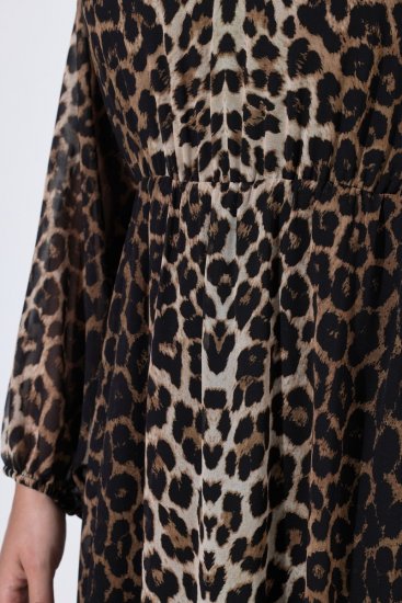 Ulla Popken 853788 Abito in chiffon animalier Marrone chiaro - Vestiti maxi - Abiti maxi taglie forti