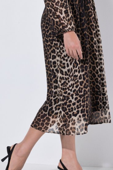 Ulla Popken 853788 Abito in chiffon animalier Marrone chiaro - Vestiti maxi - Abiti maxi taglie forti
