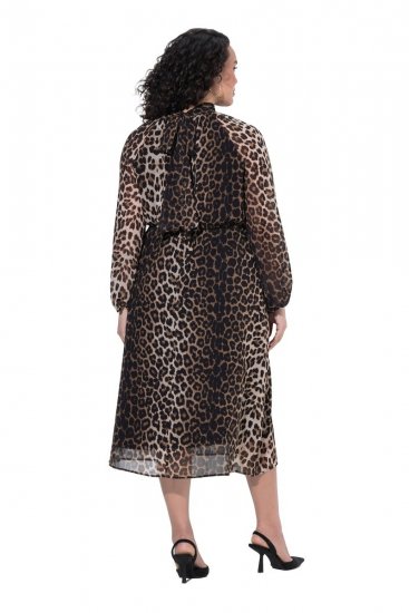 Ulla Popken 853788 Abito in chiffon animalier Marrone chiaro - Vestiti maxi - Abiti maxi taglie forti