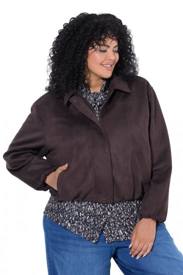 Ulla Popken 853792 Giacca in finto camoscio Marrone - Giacche - Giacche taglie forti da donna