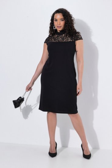 Ulla Popken 853808 Abito a maniche corte con collo alto Nero - Abiti - Vestiti per tutte le taglie