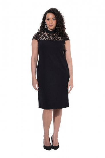 Ulla Popken 853808 Abito a maniche corte con collo alto Nero - Abiti - Vestiti per tutte le taglie