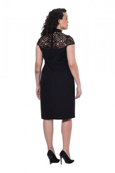 Ulla Popken 853808 Abito a maniche corte con collo alto Nero - Abiti - Vestiti per tutte le taglie