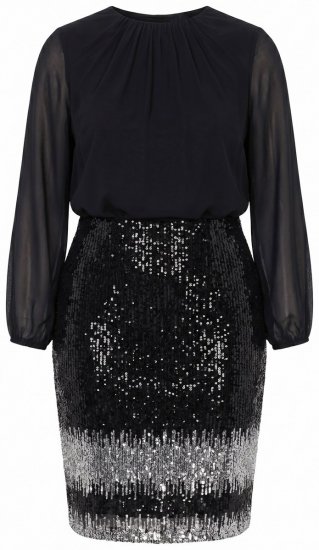 Ulla Popken 853810 Abito di paillettes Nero - Abiti da sera - Abiti da sera taglie forti