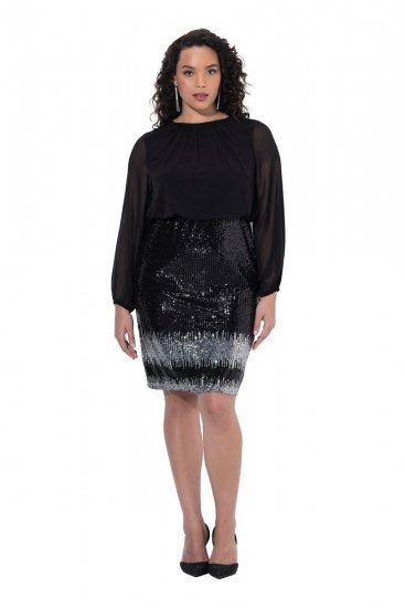Ulla Popken 853810 Abito di paillettes Nero - Abiti da sera - Abiti da sera taglie forti