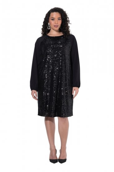 Ulla Popken 853871 Abito di paillettes Nero - Abiti da sera - Abiti da sera taglie forti