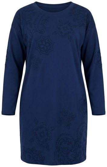 Ulla Popken 853877 Abito in felpa a fiori Blu scuro - Abiti - Vestiti per tutte le taglie