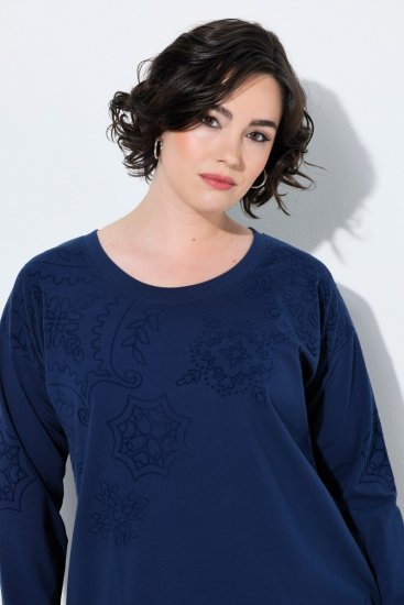 Ulla Popken 853877 Abito in felpa a fiori Blu scuro - Abiti - Vestiti per tutte le taglie