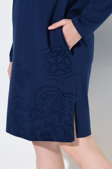 Ulla Popken 853877 Abito in felpa a fiori Blu scuro - Abiti - Vestiti per tutte le taglie