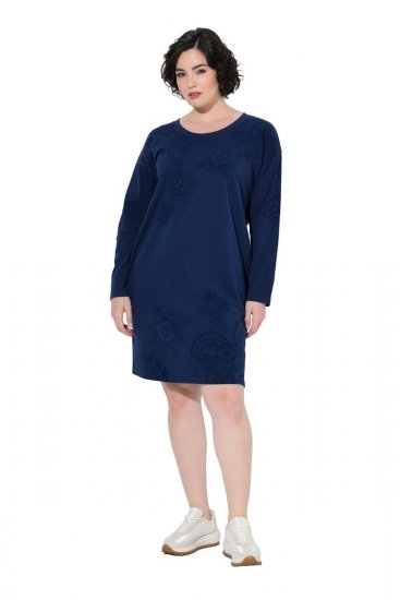 Ulla Popken 853877 Abito in felpa a fiori Blu scuro - Abiti - Vestiti per tutte le taglie