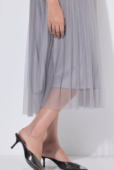 Ulla Popken 853879 Abito midi svasato Grigio - Vestiti midi - Abiti midi taglie comode