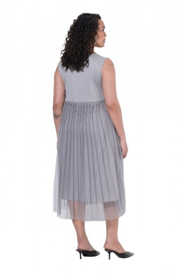 Ulla Popken 853879 Abito midi svasato Grigio - Vestiti midi - Abiti midi taglie comode