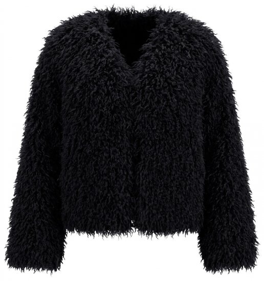 Ulla Popken 853894 Giacca corta in pelliccia sintetica Nero - Giacche - Giacche taglie forti da donna