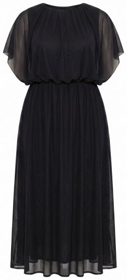 Ulla Popken 854031 Abito in chiffon a maniche corte Nero - Abiti da sera - Abiti da sera taglie forti