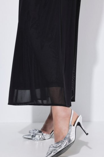 Ulla Popken 854031 Abito in chiffon a maniche corte Nero - Abiti da sera - Abiti da sera taglie forti