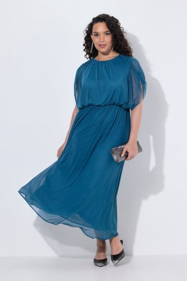 Ulla Popken 854031 Abito lungo senza maniche Petrolio - Vestiti maxi - Abiti maxi taglie forti