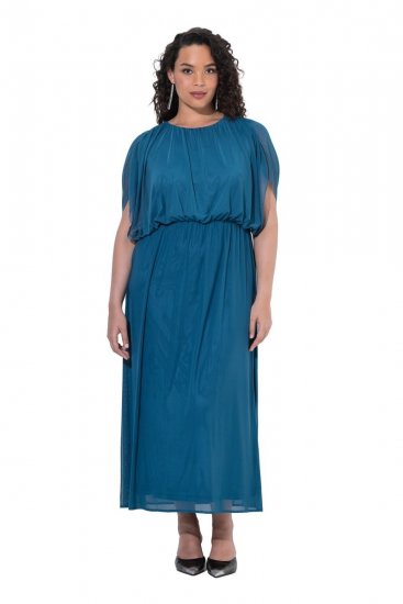 Ulla Popken 854031 Abito lungo senza maniche Petrolio - Vestiti maxi - Abiti maxi taglie forti
