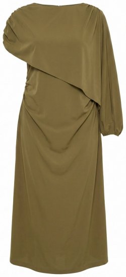 Ulla Popken 854048 Abito lungo a maniche lunghe Verde oliva - Vestiti maxi - Abiti maxi taglie forti