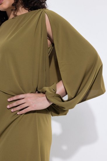 Ulla Popken 854048 Abito lungo a maniche lunghe Verde oliva - Vestiti maxi - Abiti maxi taglie forti