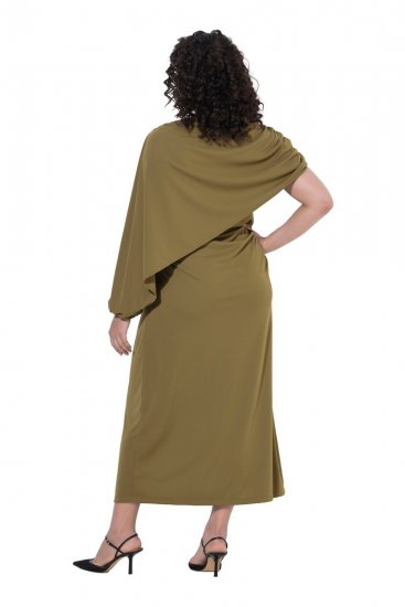 Ulla Popken 854048 Abito lungo a maniche lunghe Verde oliva - Vestiti maxi - Abiti maxi taglie forti