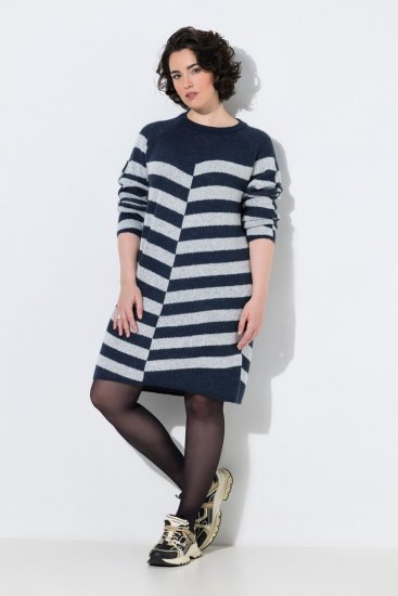 Ulla Popken 854095 Abito in maglia a maniche lunghe Blu scuro - Abiti - Vestiti per tutte le taglie