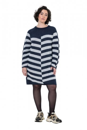 Ulla Popken 854095 Abito in maglia a maniche lunghe Blu scuro - Abiti - Vestiti per tutte le taglie