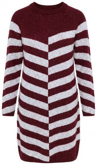 Ulla Popken 854095 Abito in maglia a righe Bordeaux - Abiti - Vestiti per tutte le taglie