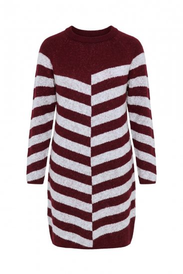 Ulla Popken 854095 Abito in maglia a righe Bordeaux - Abiti - Vestiti per tutte le taglie