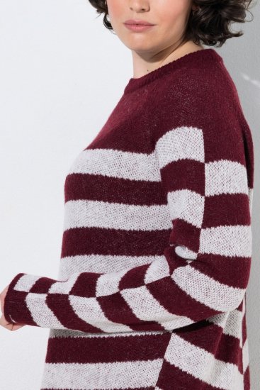 Ulla Popken 854095 Abito in maglia a righe Bordeaux - Abiti - Vestiti per tutte le taglie