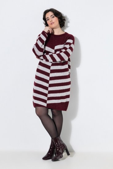 Ulla Popken 854095 Abito in maglia a righe Bordeaux - Abiti - Vestiti per tutte le taglie