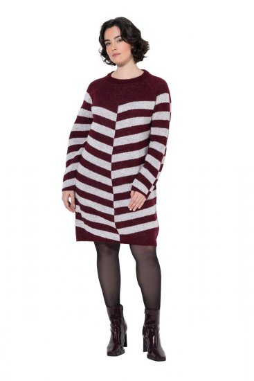 Ulla Popken 854095 Abito in maglia a righe Bordeaux - Abiti - Vestiti per tutte le taglie