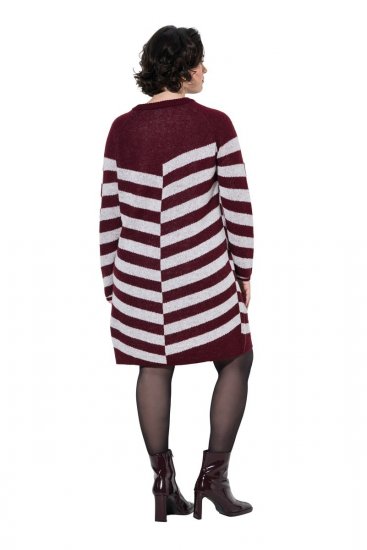 Ulla Popken 854095 Abito in maglia a righe Bordeaux - Abiti - Vestiti per tutte le taglie