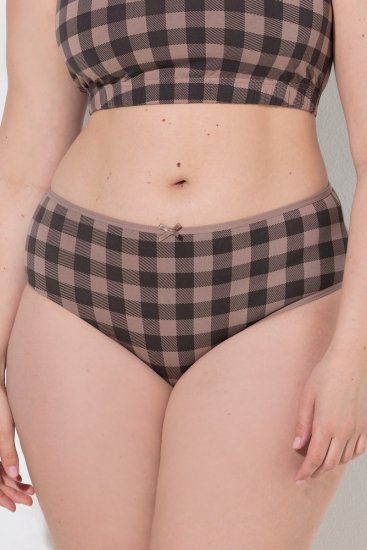 Ulla Popken 854114 Slip a quadri confezione da 5 Tortora - Slip - 