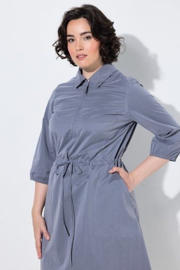 Ulla Popken 854413 Abito midi con coulisse Grigio - Vestiti midi - Abiti midi taglie comode