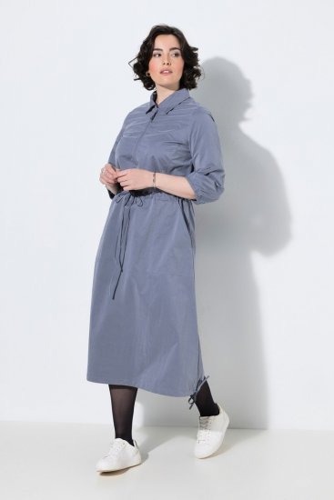 Ulla Popken 854413 Abito midi con coulisse Grigio - Vestiti midi - Abiti midi taglie comode