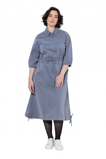 Ulla Popken 854413 Abito midi con coulisse Grigio - Vestiti midi - Abiti midi taglie comode