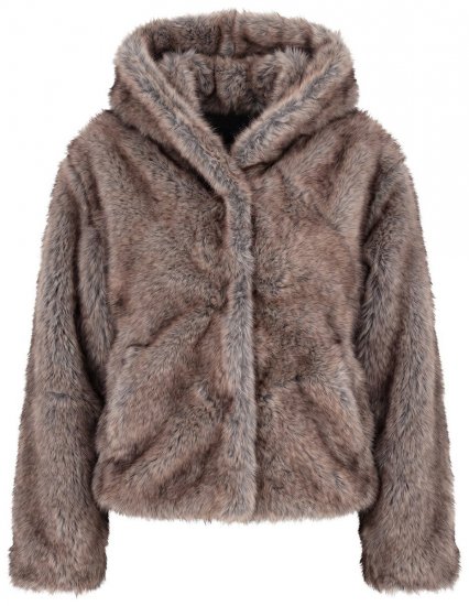 Ulla Popken 854617 Giacca in pelliccia sintetica Beige - Giacche - Giacche taglie forti da donna