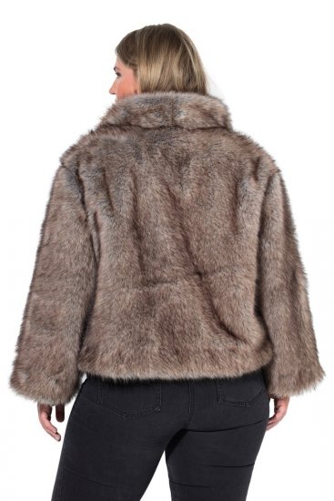 Ulla Popken 854617 Giacca in pelliccia sintetica Beige - Giacche - Giacche taglie forti da donna