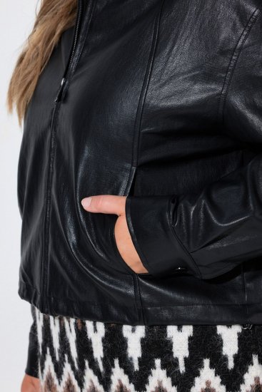 Ulla Popken 854795 Giacca biker in ecopelle Nero - Giacche - Giacche taglie forti da donna